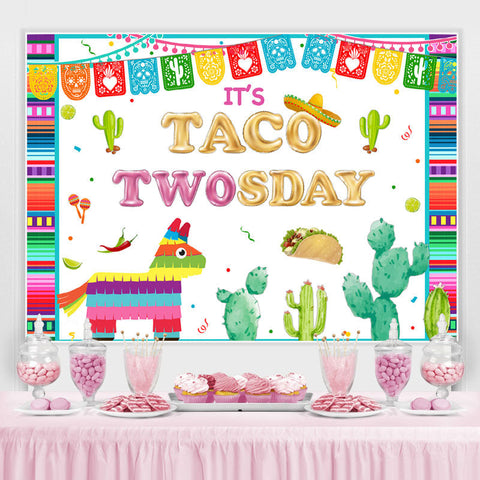 Sa toile de fond de fête d'anniversaire à thème Taco Twosday pour garçon Sa toile de fond de fête d'anniversaire à thème Taco Twosday pour garçon