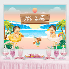 Ses jumeaux Sunset Hawaii Beach Bébé Douche Toile de fond