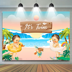 Ses jumeaux Sunset Hawaii Beach Bébé Douche Toile de fond