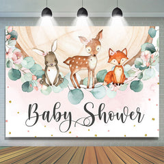 Animaux de la jungle et toile de fond de douche de bébé rose en bois