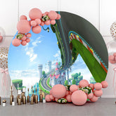 Kart Track Castle Cartoon Game Party Toile de fond ronde