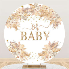 Toile de fond de douche de bébé ronde à thème floral Oh Baby kaki