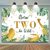 Feuilles et animaux dorés 2e toile de fond joyeux anniversaire