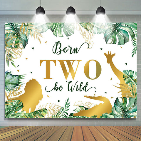 Feuilles et animaux dorés 2e toile de fond joyeux anniversaire Feuilles et animaux dorés 2e toile de fond joyeux anniversaire