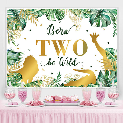 Feuilles et animaux dorés 2e toile de fond joyeux anniversaire Feuilles et animaux dorés 2e toile de fond joyeux anniversaire