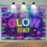 Let's Glow Crazy avec toile de fond d'anniversaire de lignes abstraites