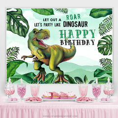 Permet de faire la fête comme une toile de fond de joyeux anniversaire vert dinosaure