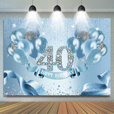 Ballon bleu clair Ribbion Joyeux 40e anniversaire Toile de fond