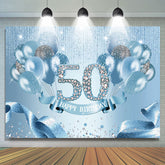 Ballon bleu clair Ribbion Joyeux 50e anniversaire Toile de fond