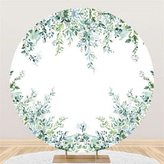 Feuilles vert clair Toile de fond ronde blanche pour baby shower