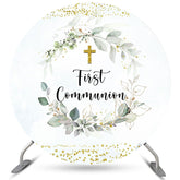 Toile de fond de première fête de naissance sacrée à paillettes rondes vert clair