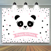 Toile de fond de joyeux anniversaire de joli panda à pois rose clair