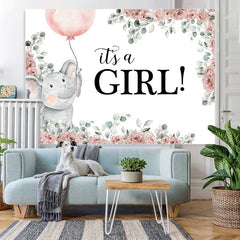 Éléphant rose clair c'est une toile de fond de douche de bébé thème fille