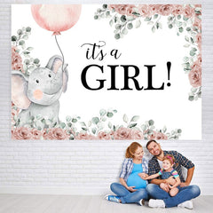 Éléphant rose clair c'est une toile de fond de douche de bébé thème fille