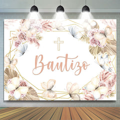 Toile de fond de douche de bébé Bautizo floral rose clair kaki