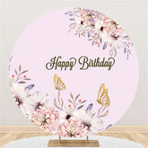 Toile de fond ronde d'anniversaire de papillon floral violet clair