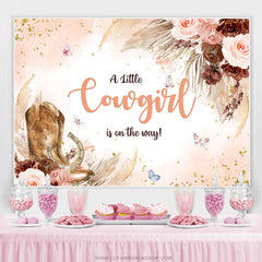 Little Cowgirl est sur le chemin Floral Baby Shower Backdrop