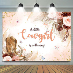 Little Cowgirl est sur le chemin Floral Baby Shower Backdrop