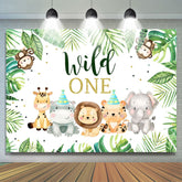 Toile de fond du 1er anniversaire sauvage de petits animaux de la jungle mignons