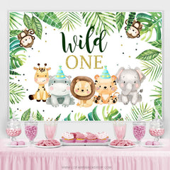 Toile de fond du 1er anniversaire sauvage de petits animaux de la jungle mignons