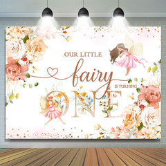Toile de Fond du 1er anniversaire de Little Fairy Floral Glitter