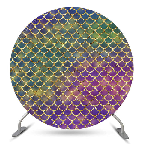 Couverture de toile de fond ronde violette verte de la petite sirène Couverture de toile de fond ronde violette verte de la petite sirène