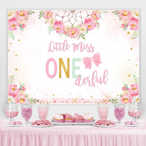 Little Miss Onederful Pink Folral Anniversaire Toile de fond Little Miss Onederful Pink Folral Anniversaire Toile de fond