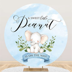 Toile de fond ronde bleu clair pour fête prénatale Little Peanut