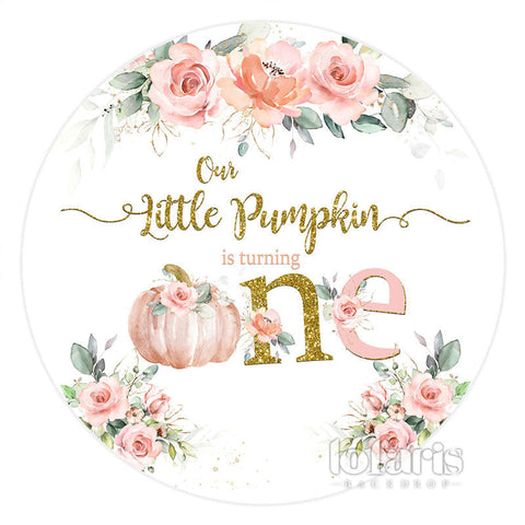 La petite citrouille tourne une toile de fond d'anniversaire ronde La petite citrouille tourne une toile de fond d'anniversaire ronde