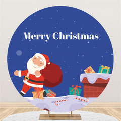 Petit Père noël Rond Bleu Joyeux noël Toile de Fond