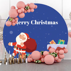 Petit Père noël Rond Bleu Joyeux noël Toile de Fond