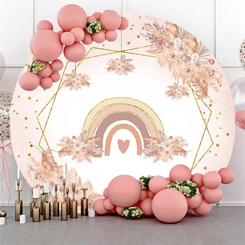 Amour arc-en-ciel et fleur joyeux anniversaire cercle toile de fond Amour arc-en-ciel et fleur joyeux anniversaire cercle toile de fond
