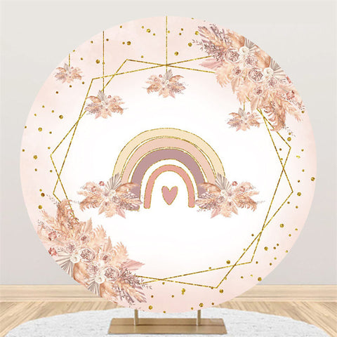 Amour arc-en-ciel et fleur joyeux anniversaire cercle toile de fond Amour arc-en-ciel et fleur joyeux anniversaire cercle toile de fond