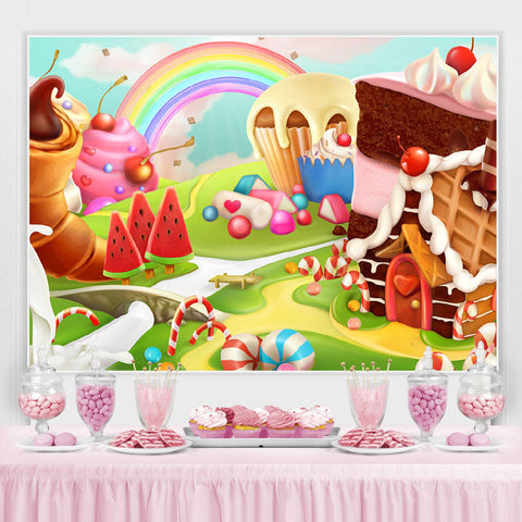 Belle et mignonne toile de fond d'anniversaire Wonderworld Dessert Belle et mignonne toile de fond d'anniversaire Wonderworld Dessert