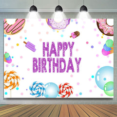 Belle sucette beignet glace joyeux anniversaire toile de fond
