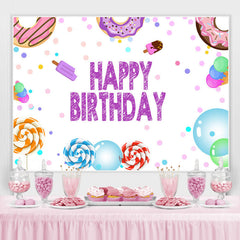 Belle sucette beignet glace joyeux anniversaire toile de fond
