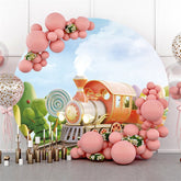 Joli Train Croix Forêt Ronde Jour De Pâques Toile De Fond