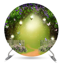 Fond de mariage rond papillon floral forêt magique