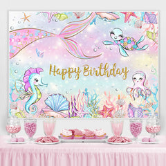 Toile de fond joyeux anniversaire sirène et benthos pour fille