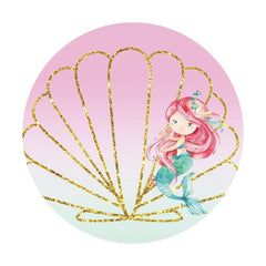 Toile de fond ronde sur le thème de la coquille de paillettes de sirène rose doré