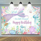Mermaid Under Sea World Glitter Joyeux Anniversaire Toile de Fond