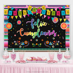 Toile de fond de joyeux anniversaire mexicain Fiesta Flower