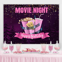 Moive Night Purple Sky avec toile de fond d'anniversaire d'étoiles
