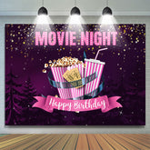 Moive Night Purple Sky avec toile de fond d'anniversaire d'étoiles