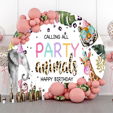 Monstera Animaux Cercle Joyeux Anniversaire Toile de Fond Monstera Animaux Cercle Joyeux Anniversaire Toile de Fond