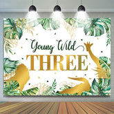 Monstera Feuilles Safari Animal 3ème Anniversaire Toile de Fond