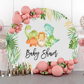 Toile de fond ronde de dinosaures mignons de Monsteras pour la douche de bébé