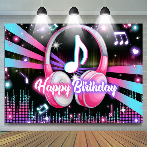 Musique Casque Glitter Lights Joyeux Anniversaire Toile de Fond Musique Casque Glitter Lights Joyeux Anniversaire Toile de Fond