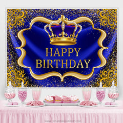 Toile de fond joyeux anniversaire couronne bleu marine et Glod Brown