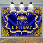 Toile de fond joyeux anniversaire couronne bleu marine et Glod Brown